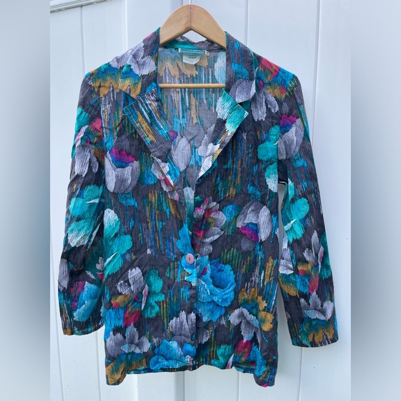 M Vintage 90s Floral Print Blazer by Greenwich Village - Picture 1 of 6